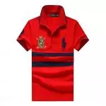 polo ralph lauren t-shirt en coton et stretch slim fit rouge deux lignes